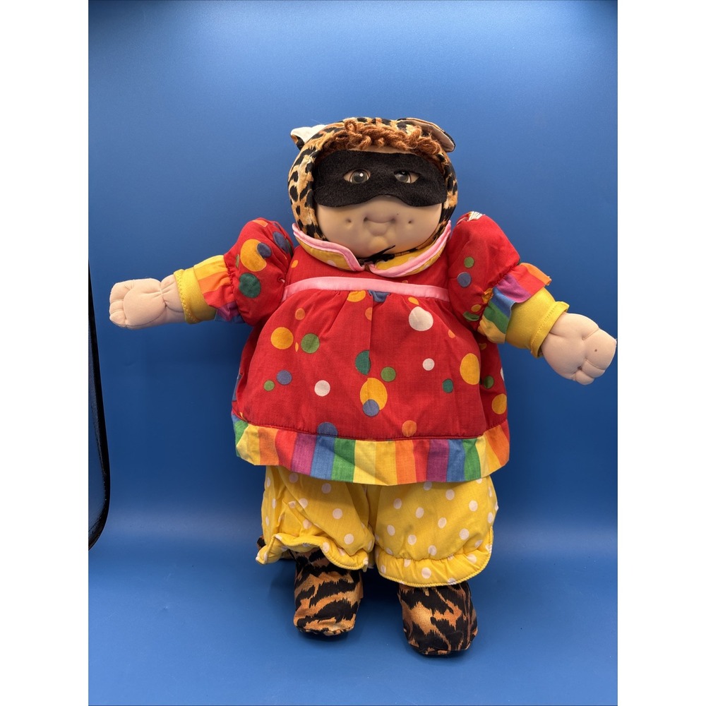 Vintage Cabbage Patch Doll Tiger Doll  With Tail Brown Hair, Clown Outfit